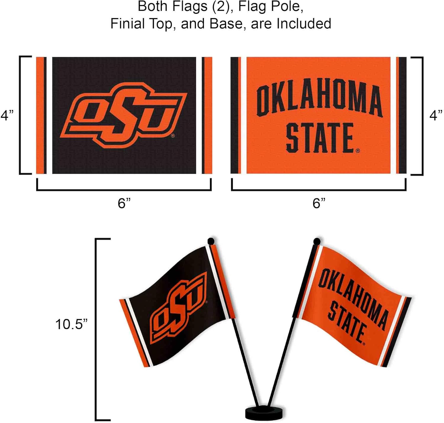 Oklahoma State Cowboys Desk and Table Top Flags - Image 3