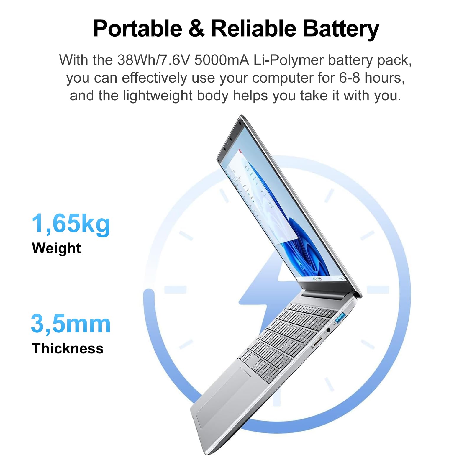 jumper 15.6 inch Laptop with Office 365, 12GB RAM 512GB Storage Notebook, HD Display Laptops, Celeron Processor, Keyboard Film UK, 5000mAh Battery, Suitable for Business and Students - 3