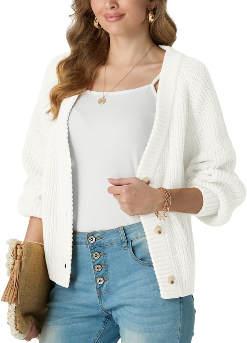 GRECERELLE Women's Cardigan Sweater Thick Knitted Open Front Long Sleeve Button Up Loose Casual Oversized Outerwear, S-2XL - Image 4
