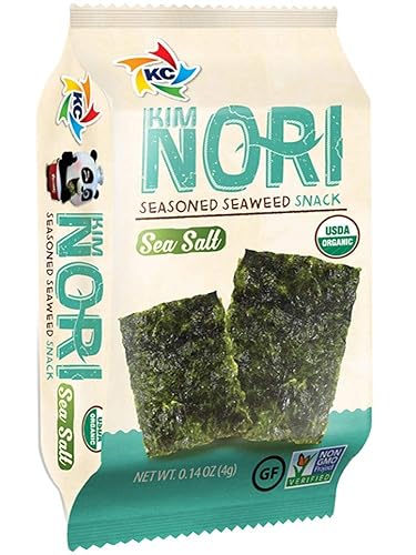 Miniatura 3 de Bocadillos de algas tostadas orgánicas Kimnori sazonadas  0.14 oz x 12 Pack (1.98 oz) Kim Nori  12 paquetes individuales (salt sabor, 12 unidades)