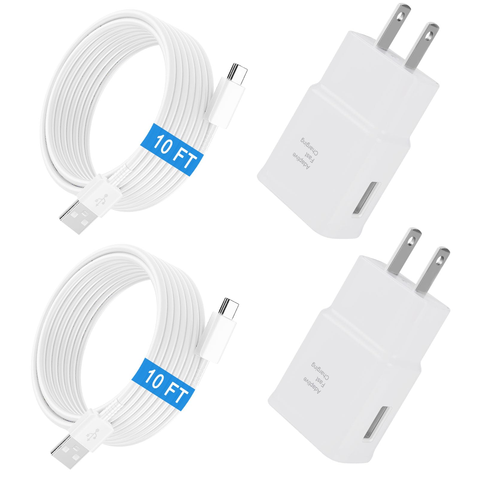 Android Phone Charger C Type Charger Cable Fast Charging with 10FT USB C Cord for Samsung Galaxy S10/S10e/S10+/S9/S9+/S8/S8+/S23/S22/S21 Ultra/S20/Note 20/Note 10/Note 9/8/Z Flip 3/A03s/A02s, 2Pack