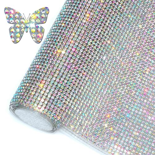 Locacrystal Bling Rhinestone Sticker DIY Car Decoration Stickers Self-Adhesive Hotfix Glitter Crystal Gem Sheet Sticker for Car&Craft Decoration with 19440Pcs 2mm Rhinestones(Crystal AB,9.4' x 15.8')