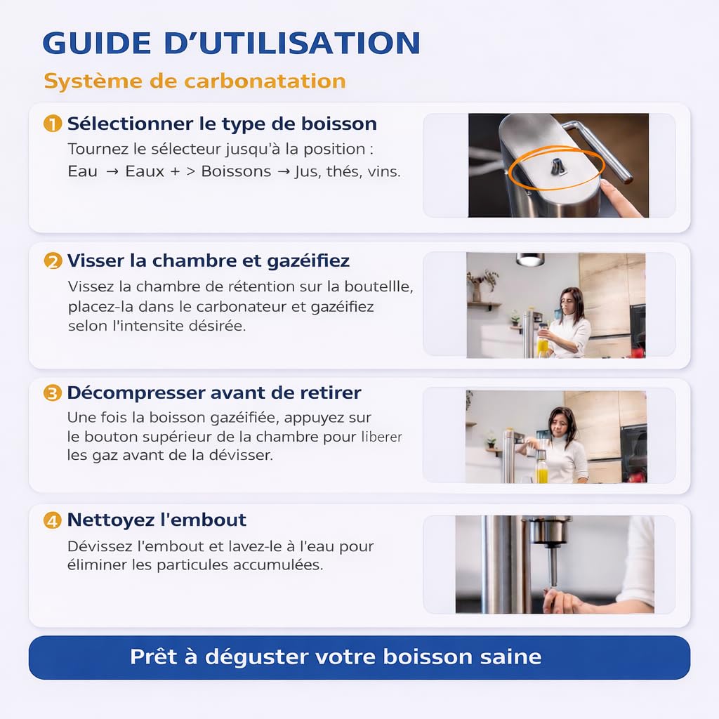 Machine à Gazéifier Mixte Fizz Club Fusion pour Eau et boissons en acero inoxidable