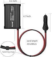 Vista 8 de ALLWEI - Inversor de corriente de 300 W, adaptador de toma de corriente con enchufe para coche, CC 12 V a CA 110 V, con cargador rápido USB-C PD