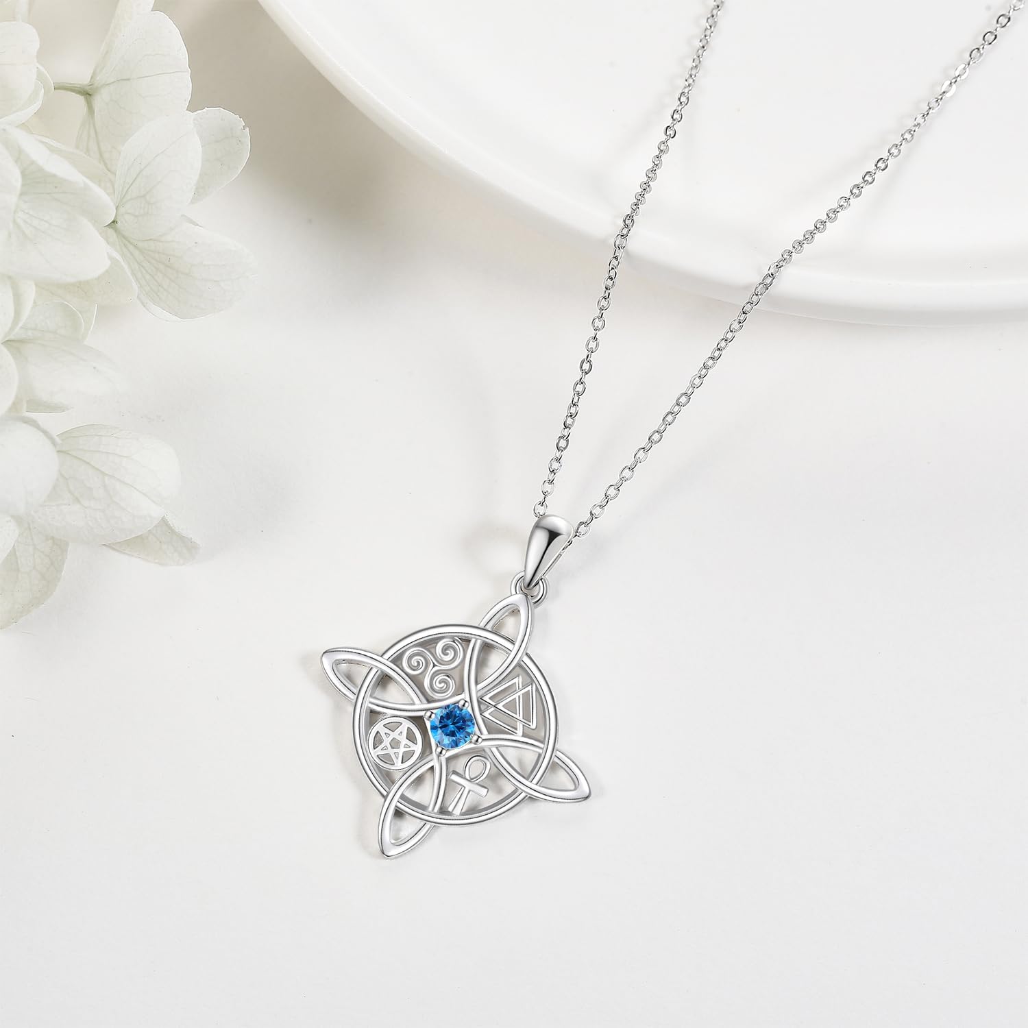 YAFEINI Sterling Silver Witches Knot Pendant Necklace - Celtic Cross Witch Jewelry Amulet Gifts for Women - Image 5