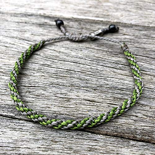 Gray Green Sailor Rope Bracelet For Men And Women - Braided Waxed Cord Woven Hand Knotted Nautical Unisex Jewelry #TOP1