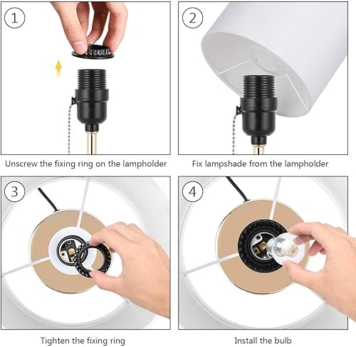 Miniatura 8 de HAITRAL Lámpara de mesa de noche - Moderna lámpara de mesita de noche para dormitorio, oficina, dormitorio universitario con pantalla de tela de