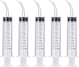 5 Pieces Syringe with Curved Tip, Oral Irrigator Syringe, Curved Syringe, Syringe with Curved Tip, 12 ml Syringe for Cleaning Dental Care and Tonsil Stones
