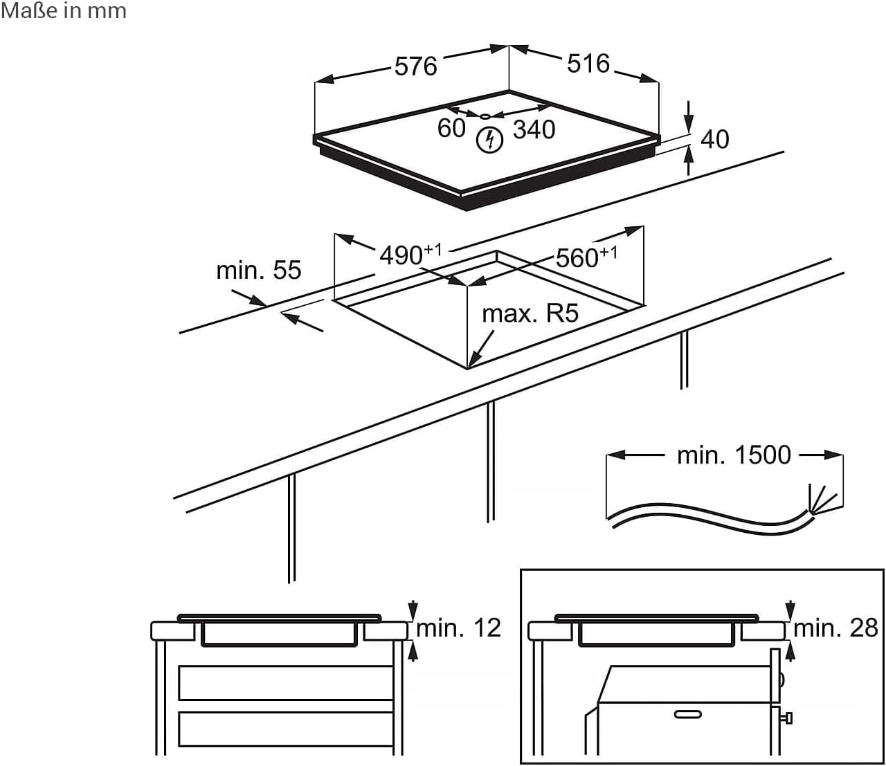 AEG HRB64470X-B ceramic hob self-sufficient