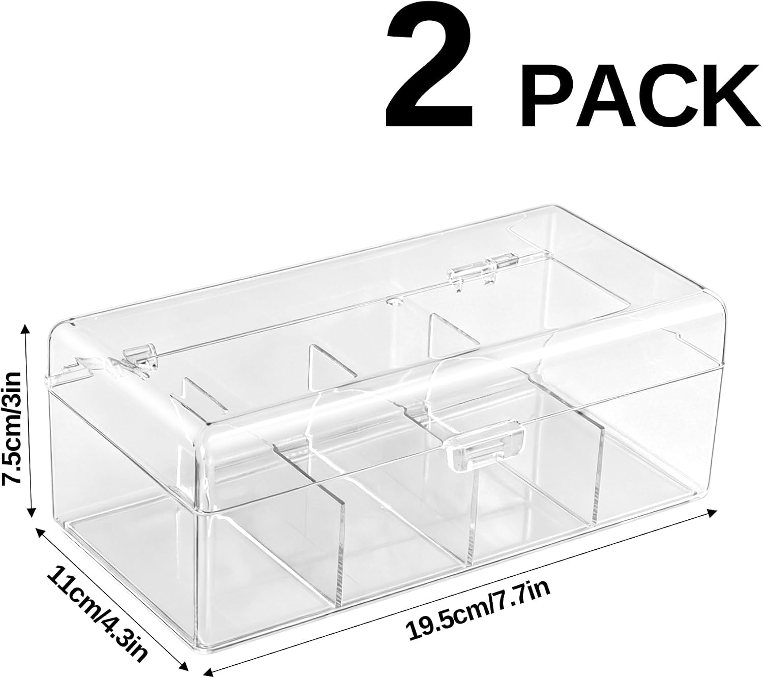 2 Pack Hair Accessories Organizer for Girls, Clear Stackable Hair Tie Holder with Dividers, Hair Bow Tie Clip Organizer for Bedroom Bathroom Vanity (4 Compartment) image 2