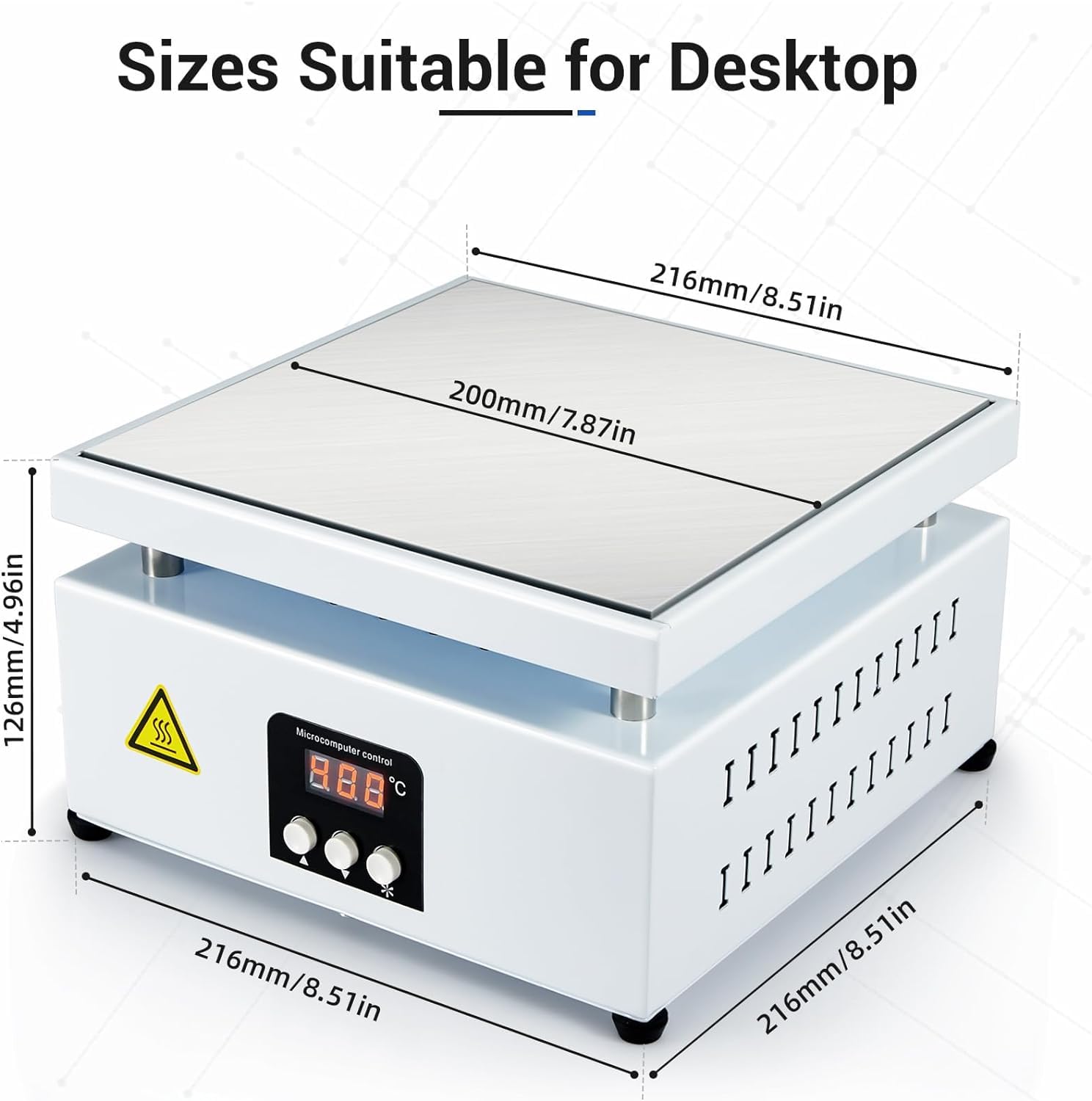 800W Heizplatte 400°C Vorwärmstation Digital Elektronisch LED-Mikrocomputer mit LED-Display EU-Stecker 20 * 20cm