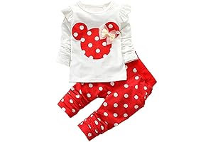 Baby Girl Clothes Infant Minnie Mouse Outfits Sets 2 Pieces Long Sleeved Tops and Pants