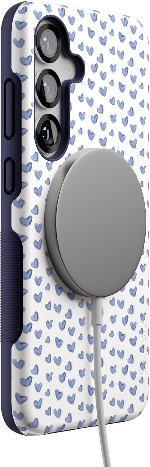Casely Galaxy S25 Plus Case | Lovebug | Blue Hearts | Bold Protective Design | Compatible with MagSafe