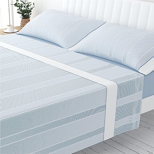 Victorio & Lucchino Juego de Sábanas Estampadas de Verano 100% Algodón Percal. 180 Hilos (Cama 160cm (2 Almohadas), Emily - Celeste)