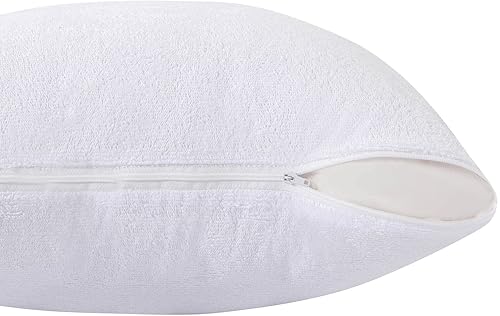 Miniatura 4 de Protectores de almohada impermeables a prueba de plumas con cremallera de 16 x 16 pulgadas, paquete de 2 fundas de almohada cuadradas de rizo de