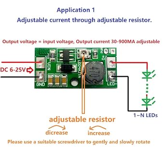 DC 6-24V 30-900mA Adjustable LED Driver PWM Controller DC-DC Step-Down Constant Current Converter (5 PCS)