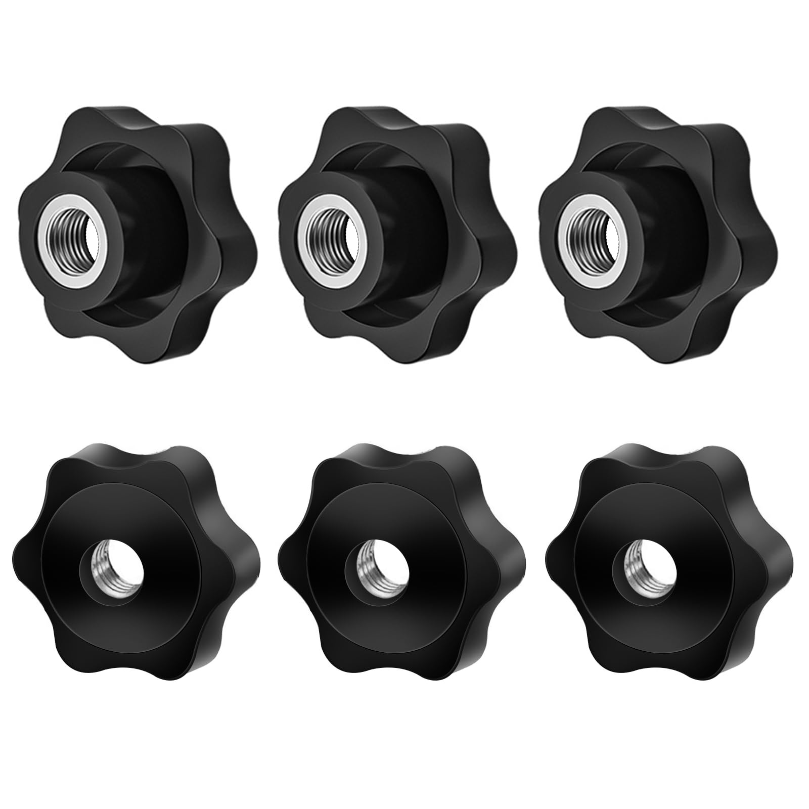6 pezzi Dadi Zigrinati M8,Viti a Testa Zigrinata M8,Dado a Stella Diametro esterno 48 mm,Manopole Zigrinate per l'industria Meccanica Mobili Attrezzature Elettroniche