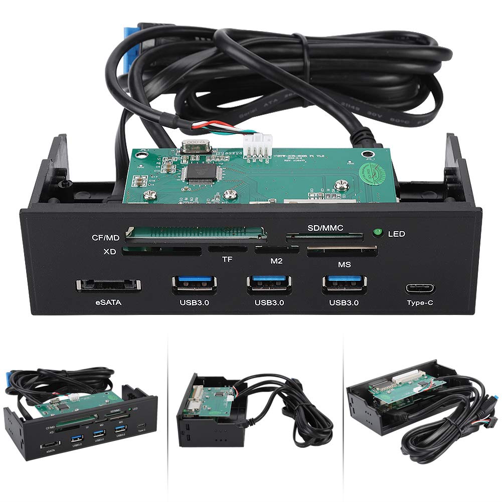 Lettore di Schede, 5,25 Pollici Lettore di Schede Interno USB 3.0 Multifunzione ad alta Velocità Supporto per Pannello Frontale del PC per Cruscotto M2, MSO, SD, MS, XD, 64G CF Card…