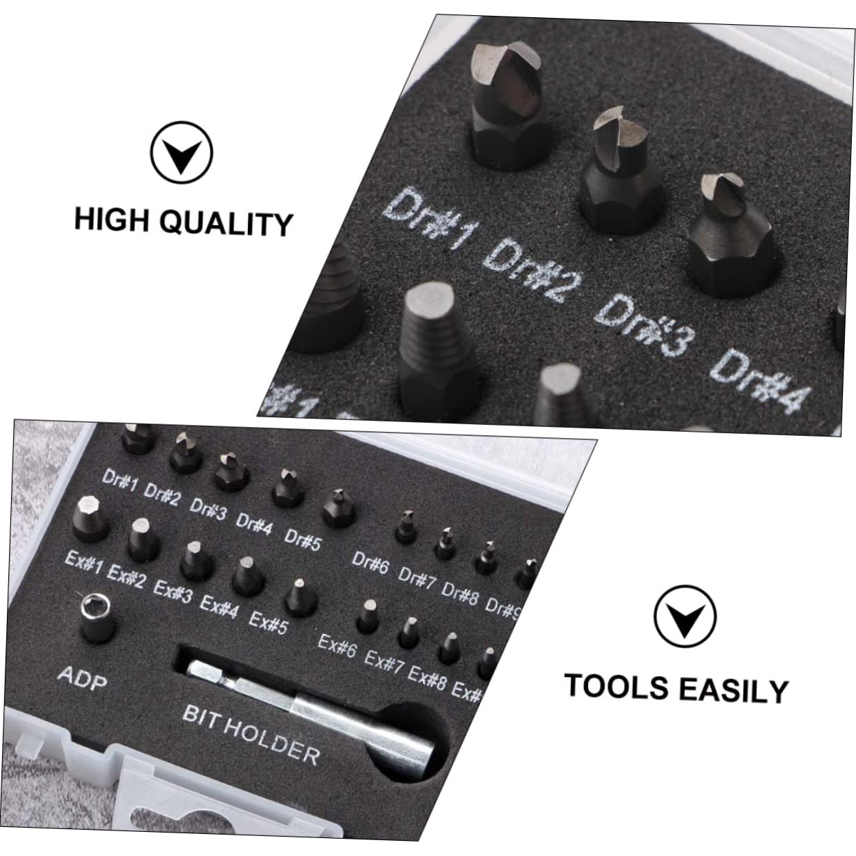 KONTONTY 22pcs Screw Extractor Kit Damaged Screw Remover Set Locking Socket Adapters