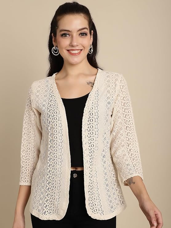 Image of I Cotton Shrug I Round Neck Shrug I 3 /4 Sleeve Shrug I Shrug for Women I Shrug for Girls I Shrug I Women Shrug I