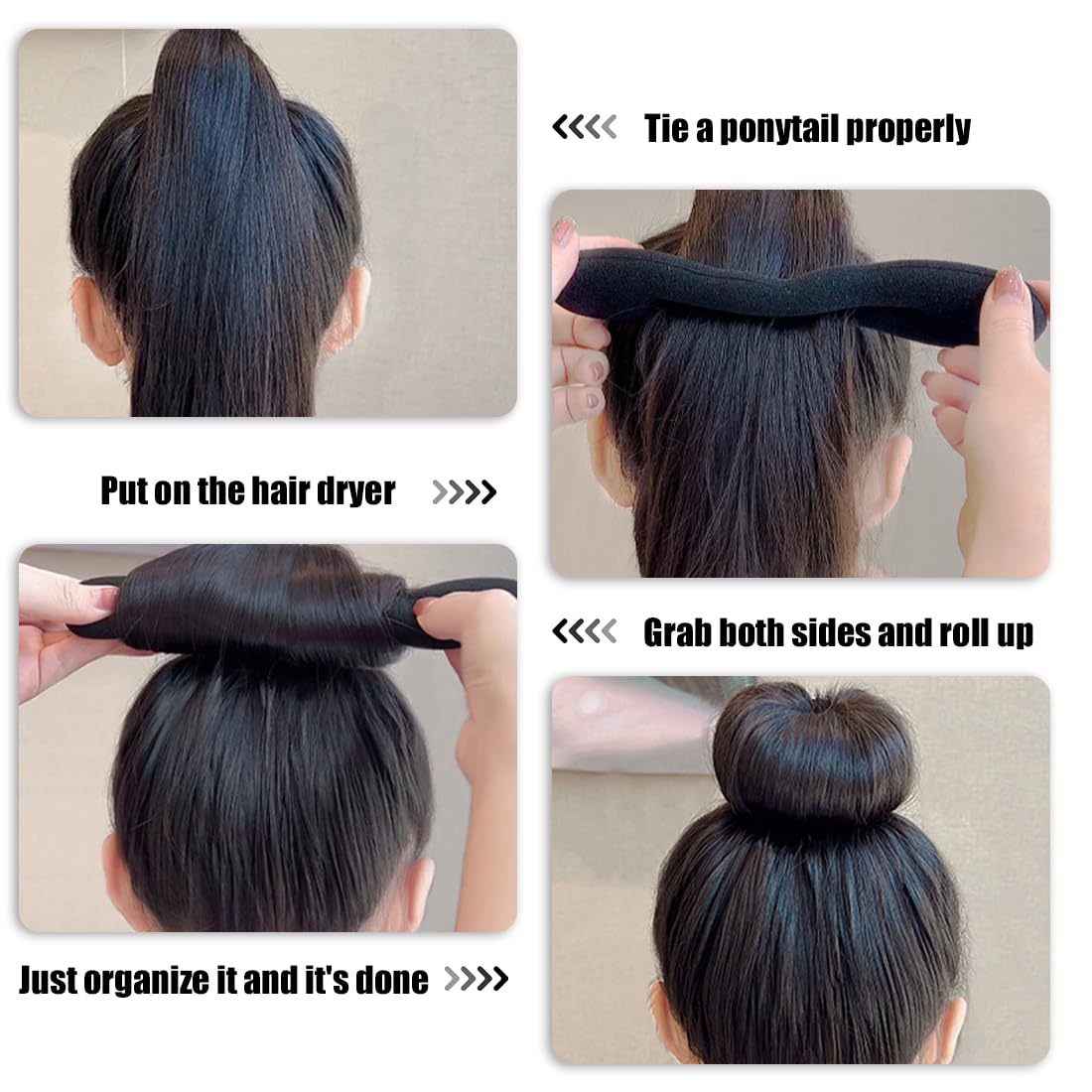 4 Pezzi Chignon per Ciambella, Spugna Clip Twist Curler Chignon, Facili e Veloci per Capelli con Accessori in Spugna, per Bambine e Donne, per Bambine e Donne