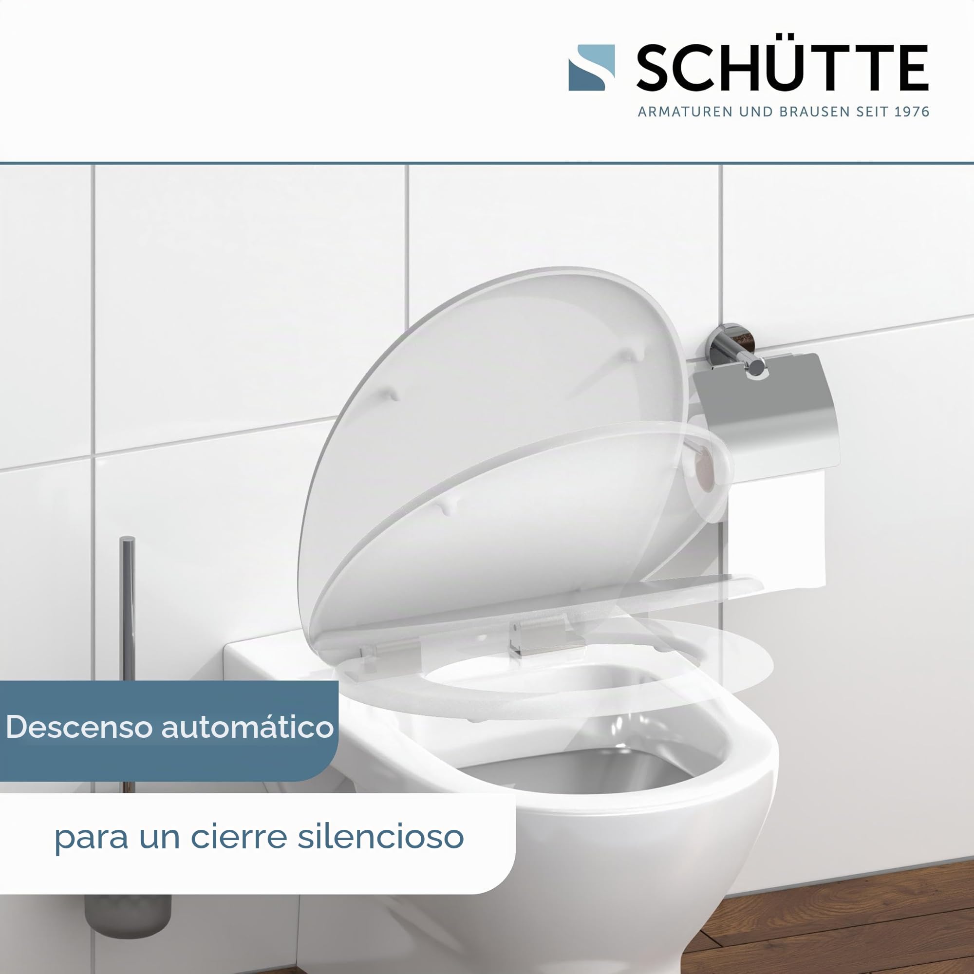 SCHÜTTE - Asiento de inodoro con suave cierre metálico, inodoro lid Made of Shatterproof Duroplast, Innovative DIY Assembly, Toilet Lid and Seat Maximum Load 150 kg, blanco