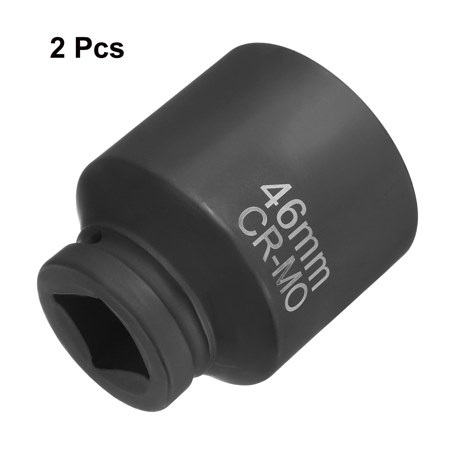 sourcing map 2 llaves de vaso cuadradas de 4 puntos de 1 pulgada de 46 mm de impacto cuadrado métrico CR-MO ennegrecimiento estándar de manga de rueda para reparación de automóviles, mantenimiento
