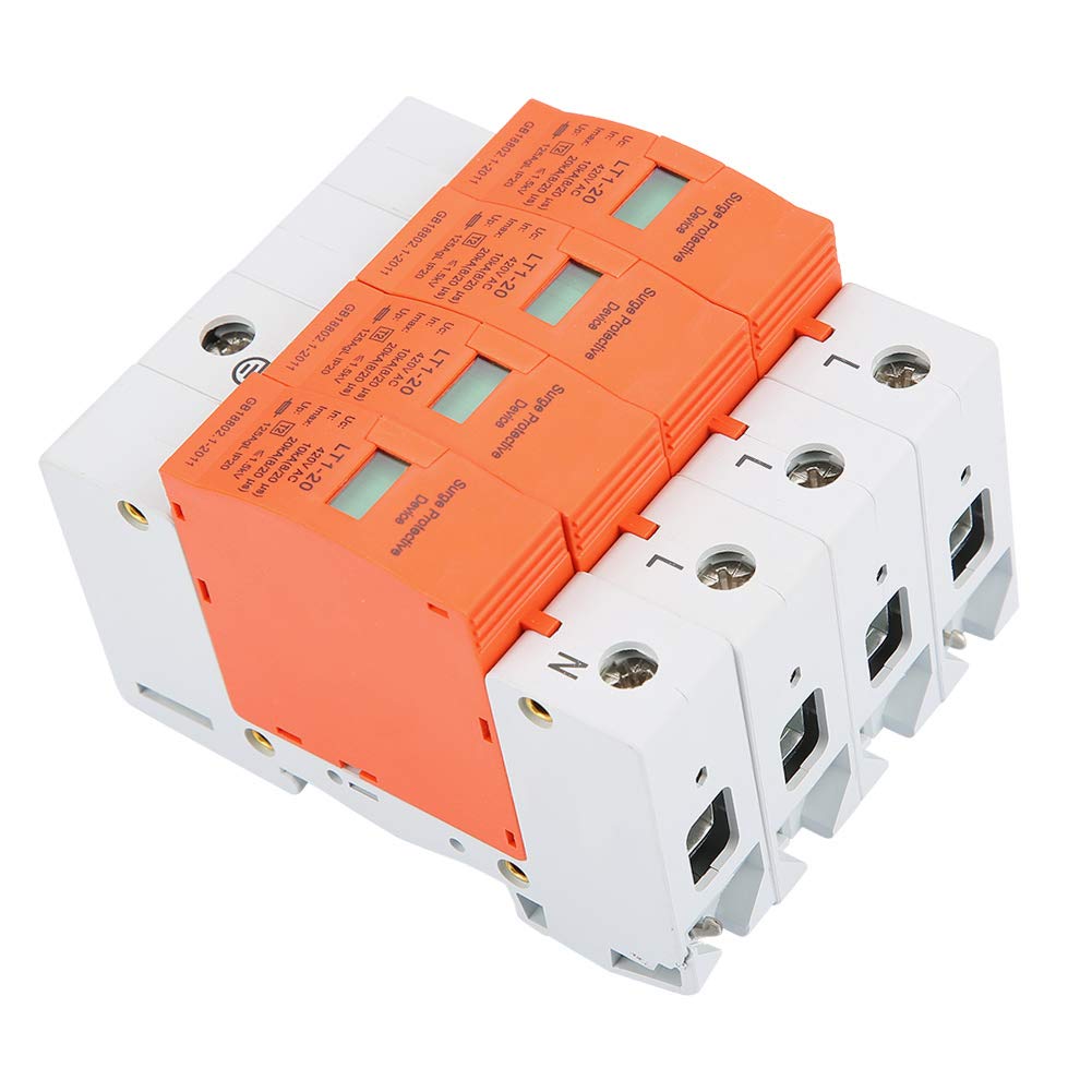 Scaricatore Sovratensioni 4P 420V AC 20KA per Protezione Elettrica Casa Ufficio e Impianti in Materiale PC Ignifugo
