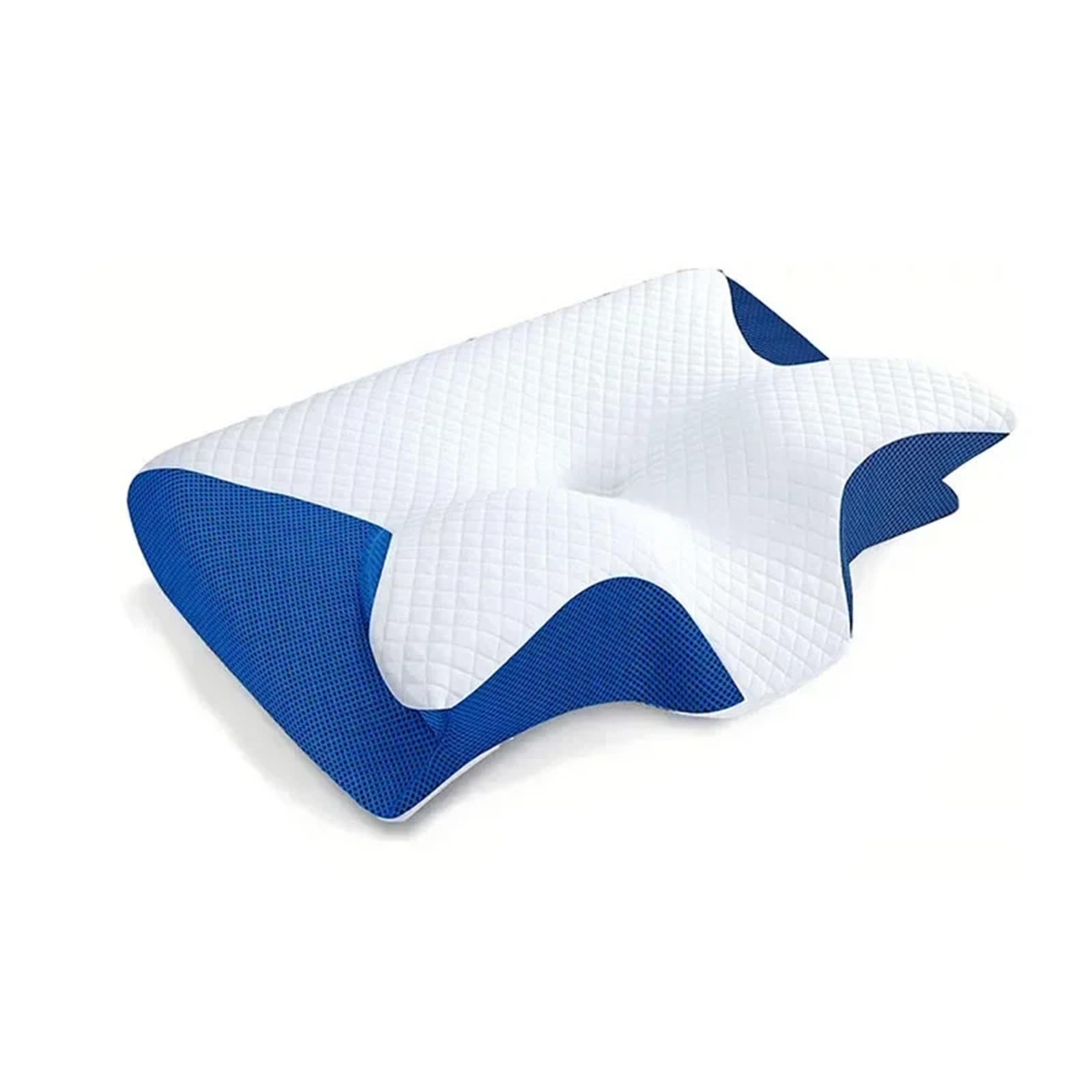 Dvmsief Blue Latex Pillow Memory Foam Protection Slow Rebound Pressure Reduction Butterfly Pillow Ergonomic Horn Neck(Blue)