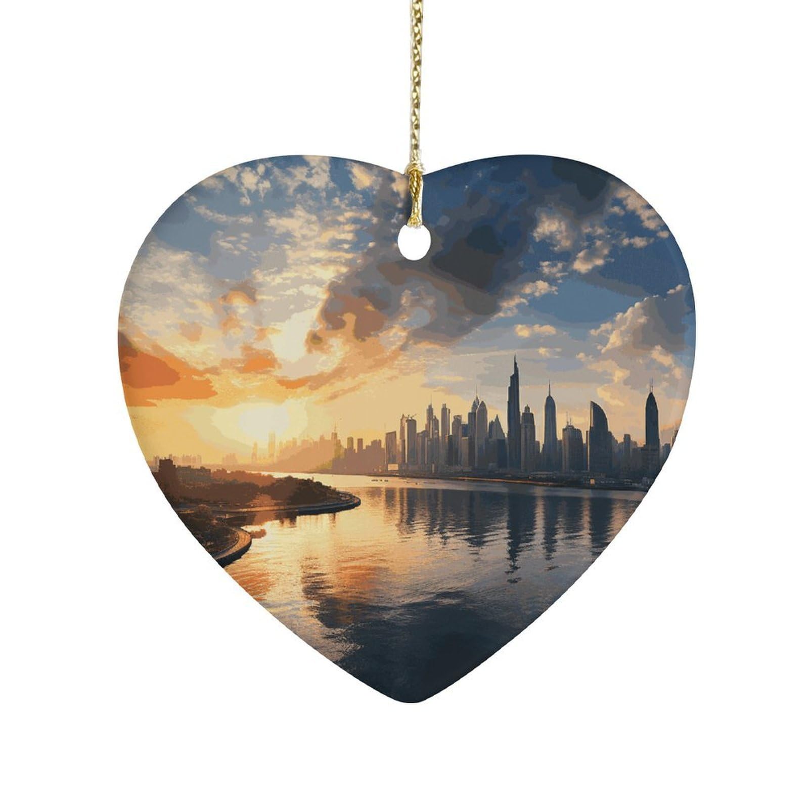 Fekiloot Style New York In The Sunset Ceramic Ornament Home Decor Keepsake