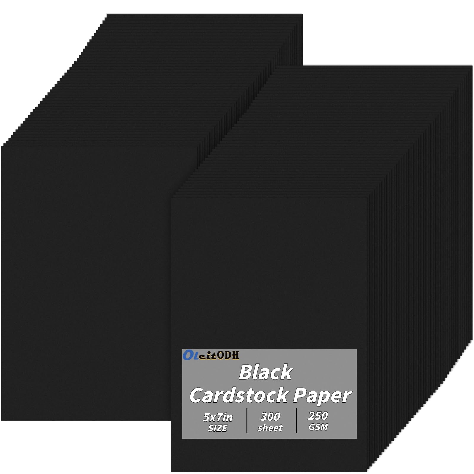 5" x 7" Black Cardstock, 300 Pack Black Thick Paper Cardstock Blank Cards Stock for Invitations, Greeting Cards Making, Postcards, Photos, 250GSM