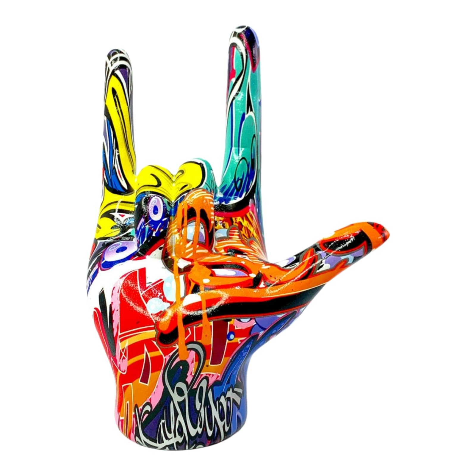 Adorno de Mano con el Gesto Te Amo al Estilo Rock para el hogar la Oficina y la Tienda Escultura de Mano de Resina Grafiti