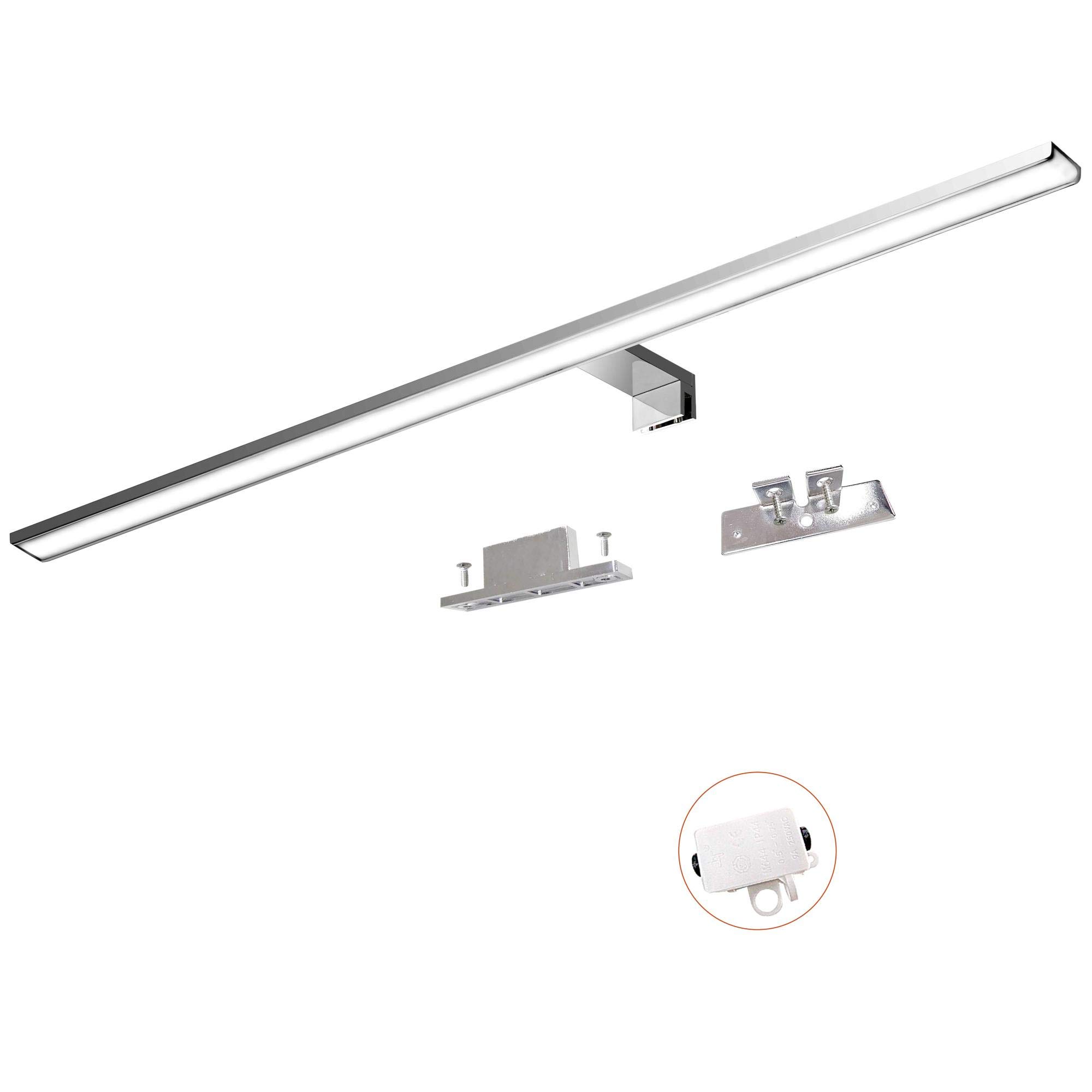 YIQAN Lampada a specchio da bagno a LED, 80 cm, 15 W, 1650 lumen, 230 V, 3000 K, in alluminio, 3 in 1, impermeabile, IP44