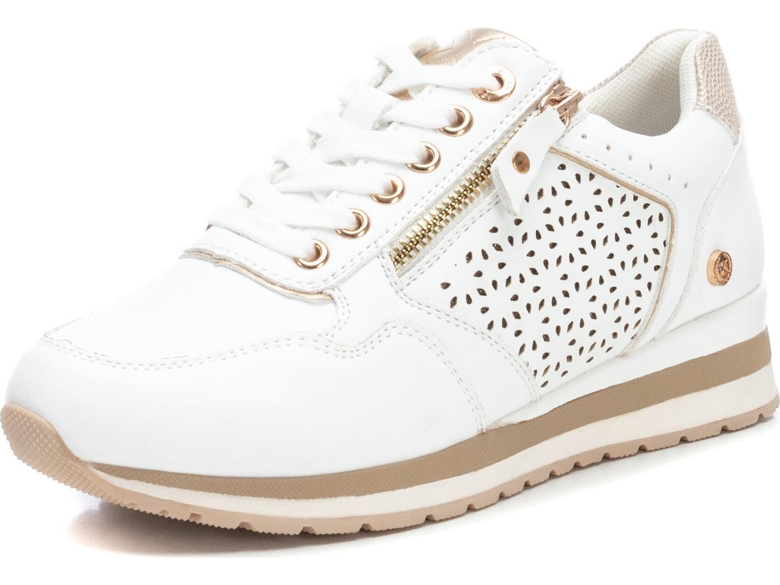 XTI Zapatilla Cierre de Cremallera para Mujer, Color: Blanco, Talla: 37