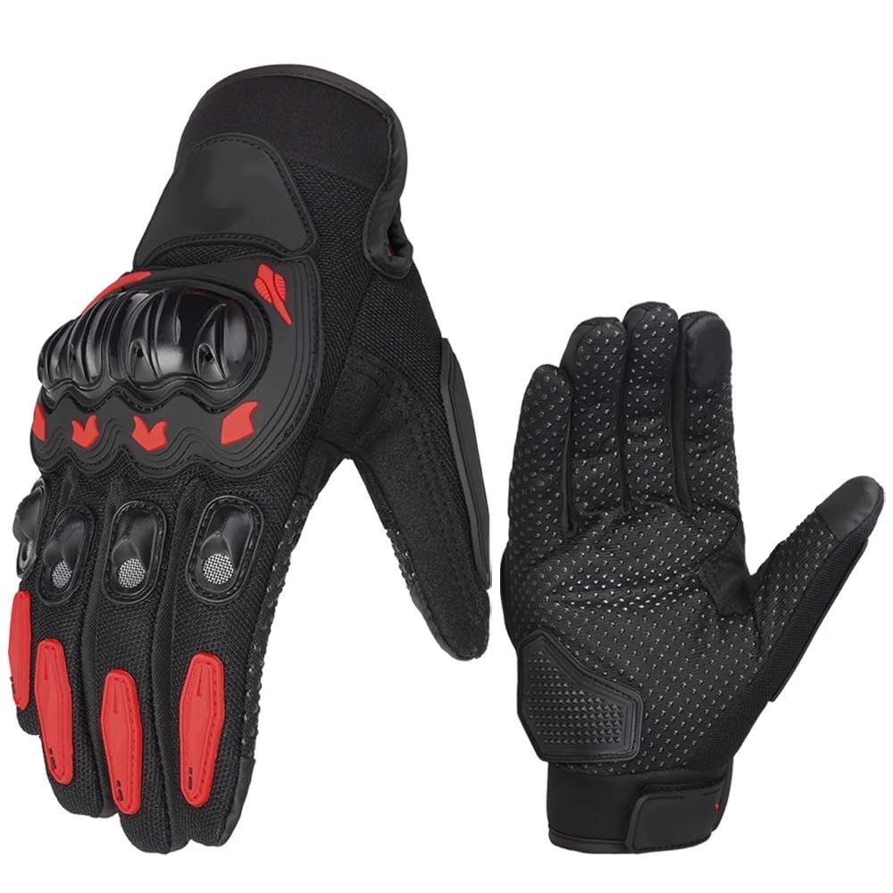 Guanti Moto Guanti da moto corsa estivi uomo con dita intere, donna, rossi, for, touchscreen, motocross