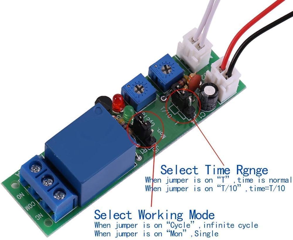 Modulo Relè Temporizzatore DC 12V 0-120min - Regolabile, Per Accensione/Spegnimento Ciclico