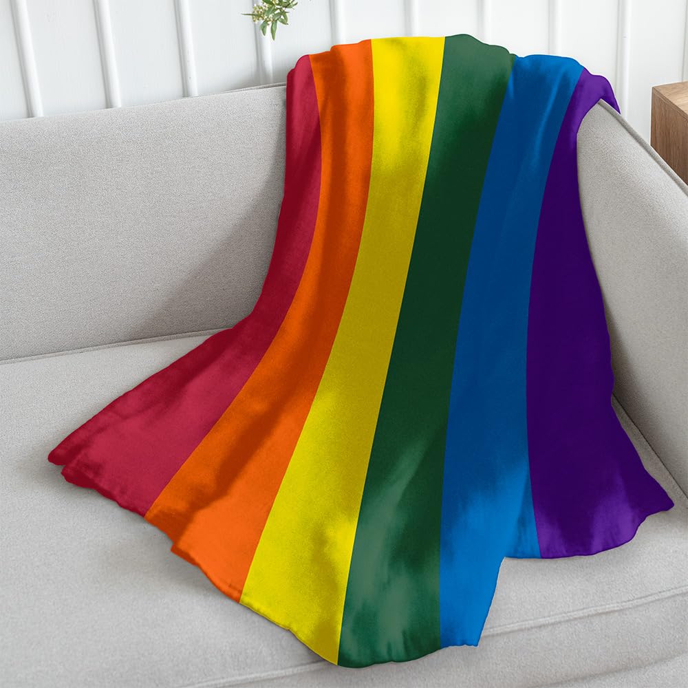 Rainbow Super Soft Throw Blanket - 50x60 Throw Blanket for Bedroom, Living Room, Spring Time, Holidays, Kids, Babies, Adults & Decor, Gifts - Pride Season Rainbow Pride