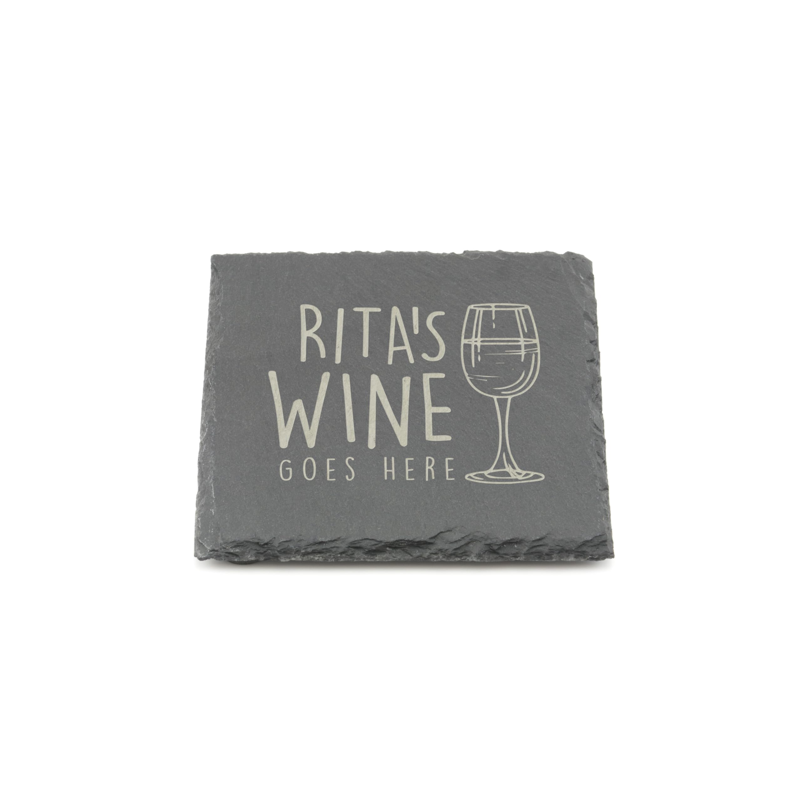 A1 Graphics Ltd Grey Personalised Slate Coaster - Your Wine Goes Here Design - Laser Engraved Square Drinks Coaster Gift For Her Or Him - Birthday, Wedding, Anniversary Or Christmas