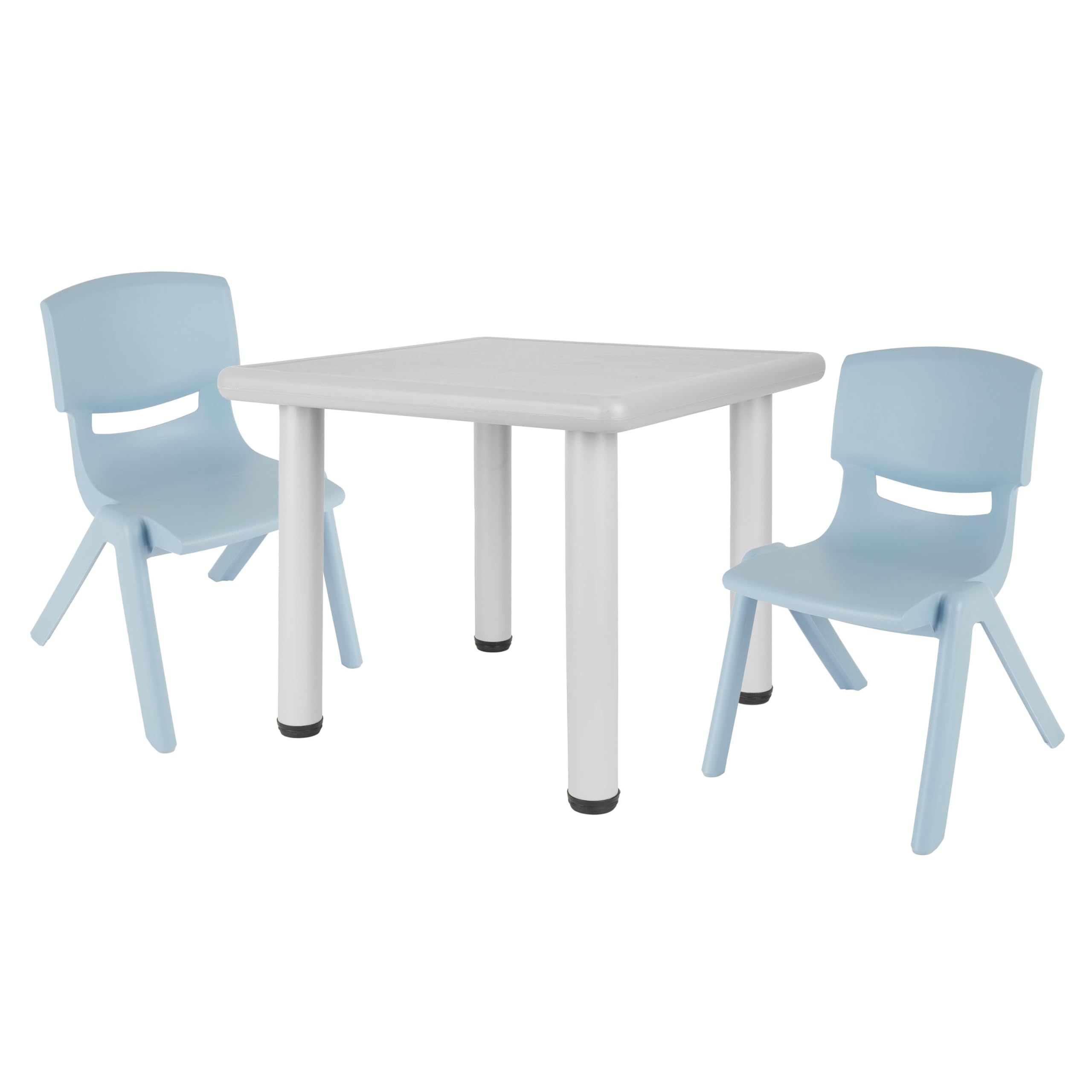 Bieco Mesa infantil con 2 sillas | para interior y exterior | mesa apilable y resistente a la inclinación | mesa de manualidades y pintura para niños