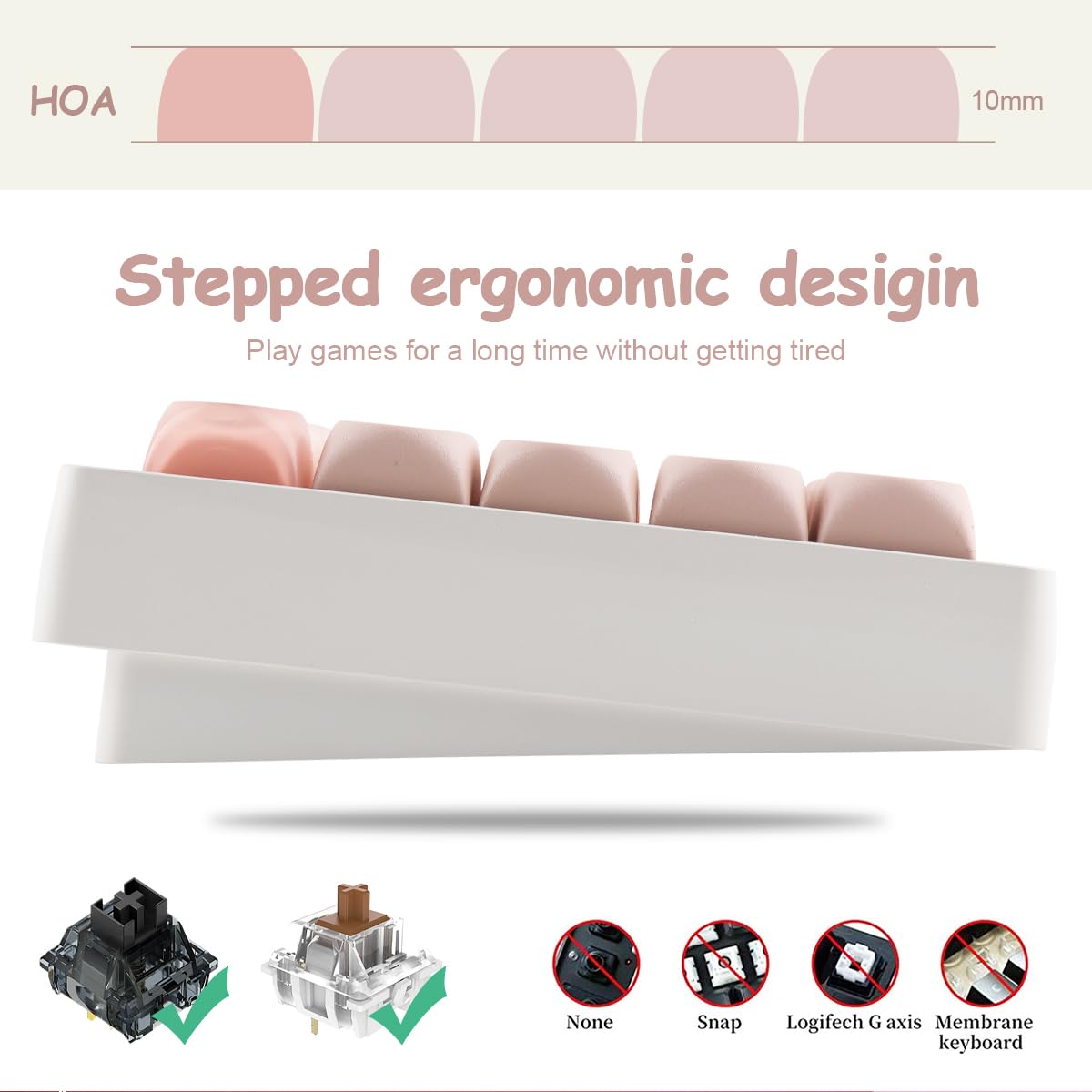 Crystal Jelly PBT Keycaps - 132 klawisze HOA Profile przezroczyste Double Shot Pink Foundation Keycaps for Cherry MX Switch Mechanical Keyboards
