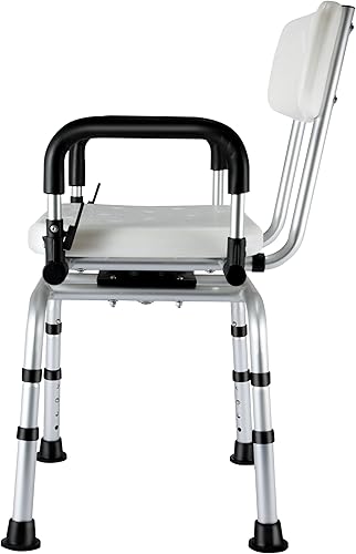 Miniatura 6 de Silla de ducha giratoria resistente de 360 grados con reposabrazos y soporte de espalda, silla de ducha para ducha interior, banco de transferencia