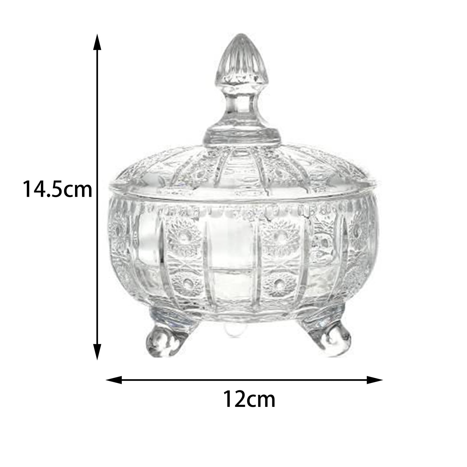 Sucrier en Verre, bocaux à Bonbons en Verre avec couvercles | Bocaux en verre décoratifs en verre, bocaux de rangement en verre cristal avec couvercle, tasse(Gold,12x14.5cm)