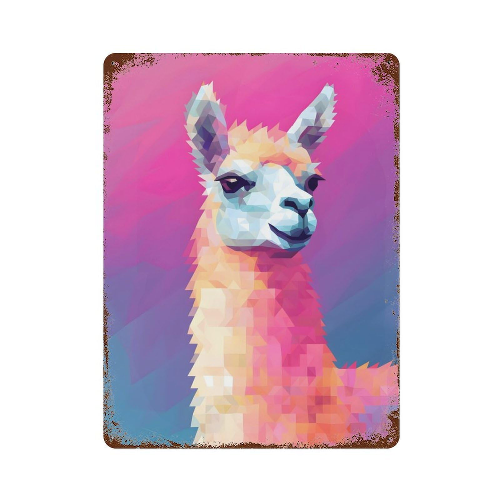 Colors of A Llama Alpaca Rustic Tin Plaque 15.7"x11.8", Novelty Wall Decor for Garage, Pub Or Kitchen