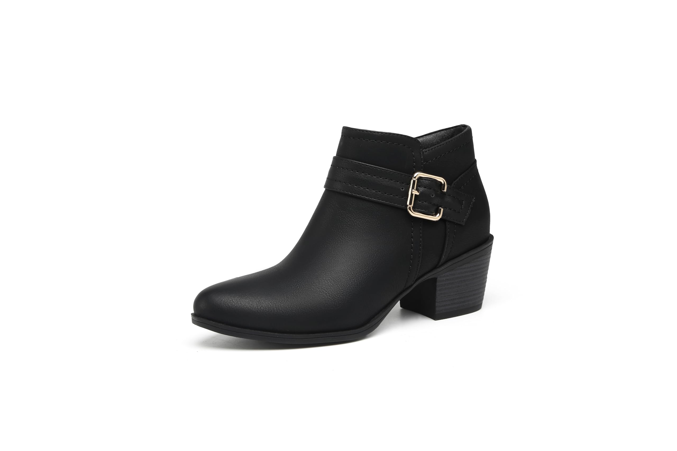 TYNDALL Womens Ankle Boots Chunky Heel Classic Low Heel Comfortable Western Side Zipper Booties Shoes