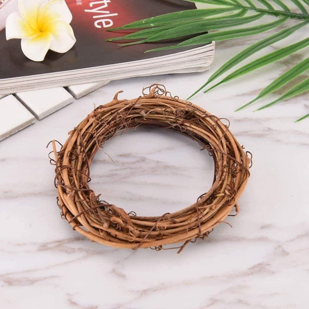 Ghirlanda di vite 6 pezzi da 9,84 pollici rotonda fai da te in rattan cornice per ghirlanda Halloween Natale Raccolto Ringraziamento Ghirlanda autunnale per porte Forniture per la creazione di access