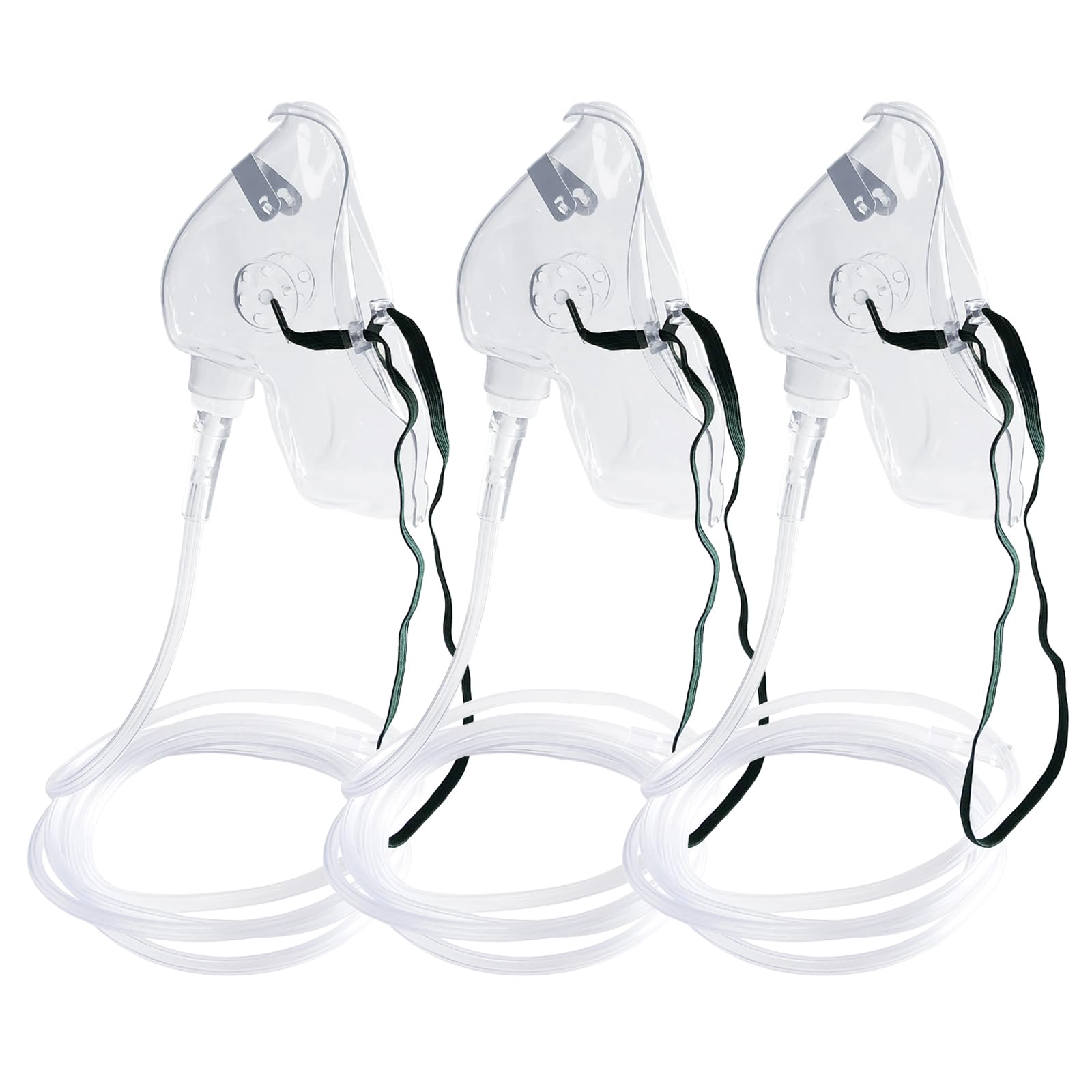 3 Pack Oxygen Mask for Face Adult with 7 Ft Tube, Adult Oxygen Mask with Adjustable Elastic Strap, DEHP Free and Latex Free Material - Adult Elongated XL,Clear