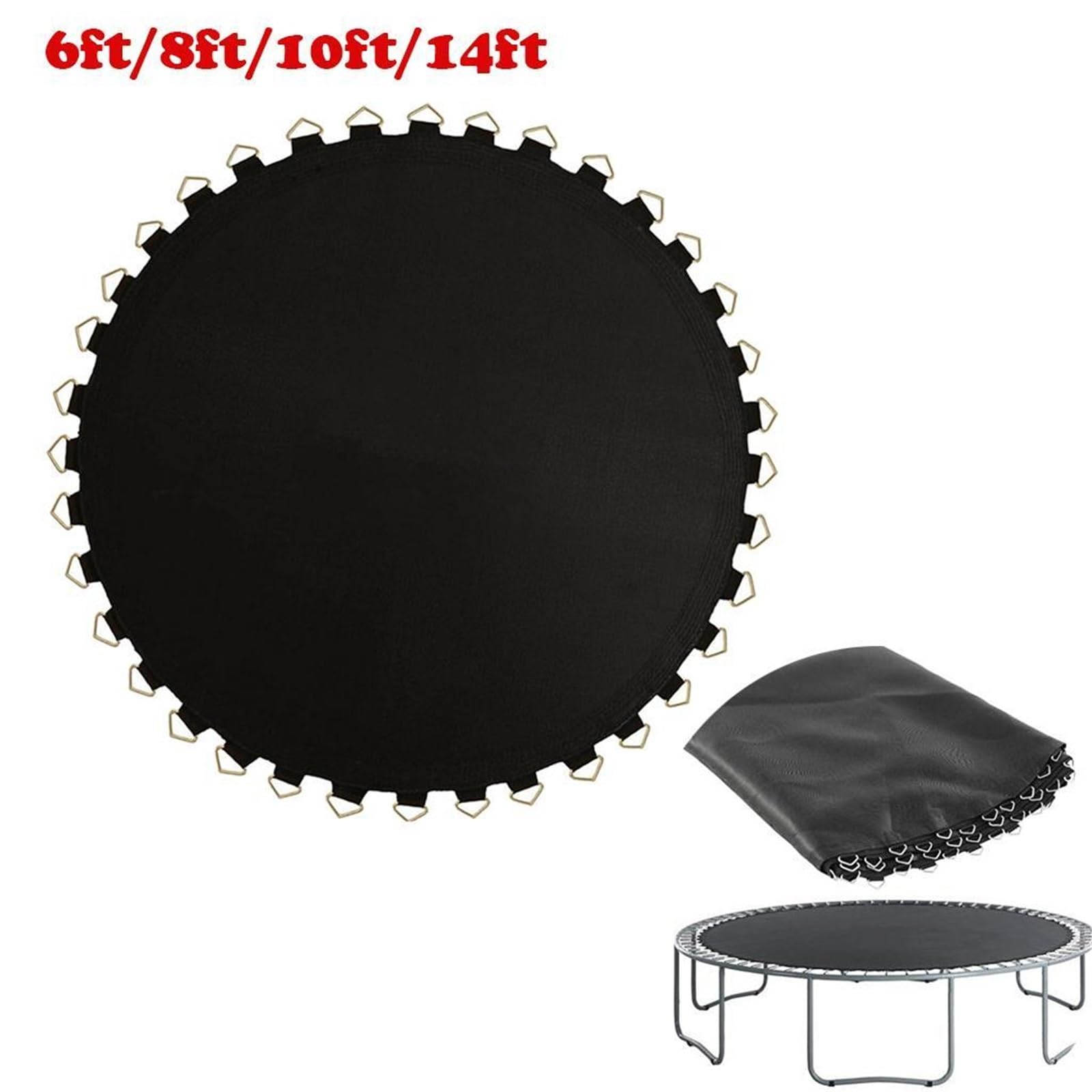 Tappeto Elastico per Trampolino 6/8/10/12ft, 36/48/54/60/72 Buckle Replacement Trampoline Mat Round Bed Jumping Pad
