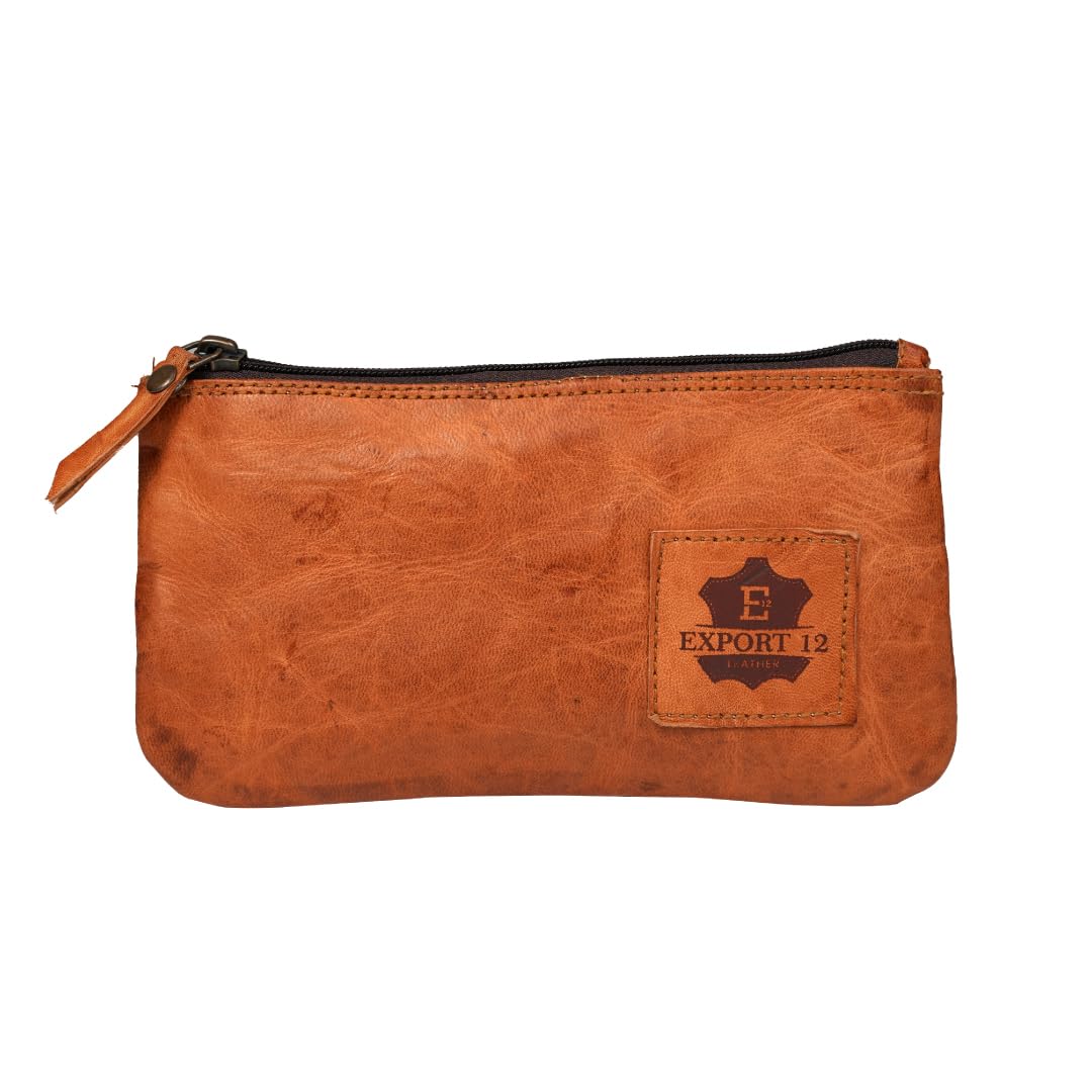EXPORT 12 Vintage Leather Pencil Case - Brown Leather, Small Pencil Case, Elegant Pen Pouch