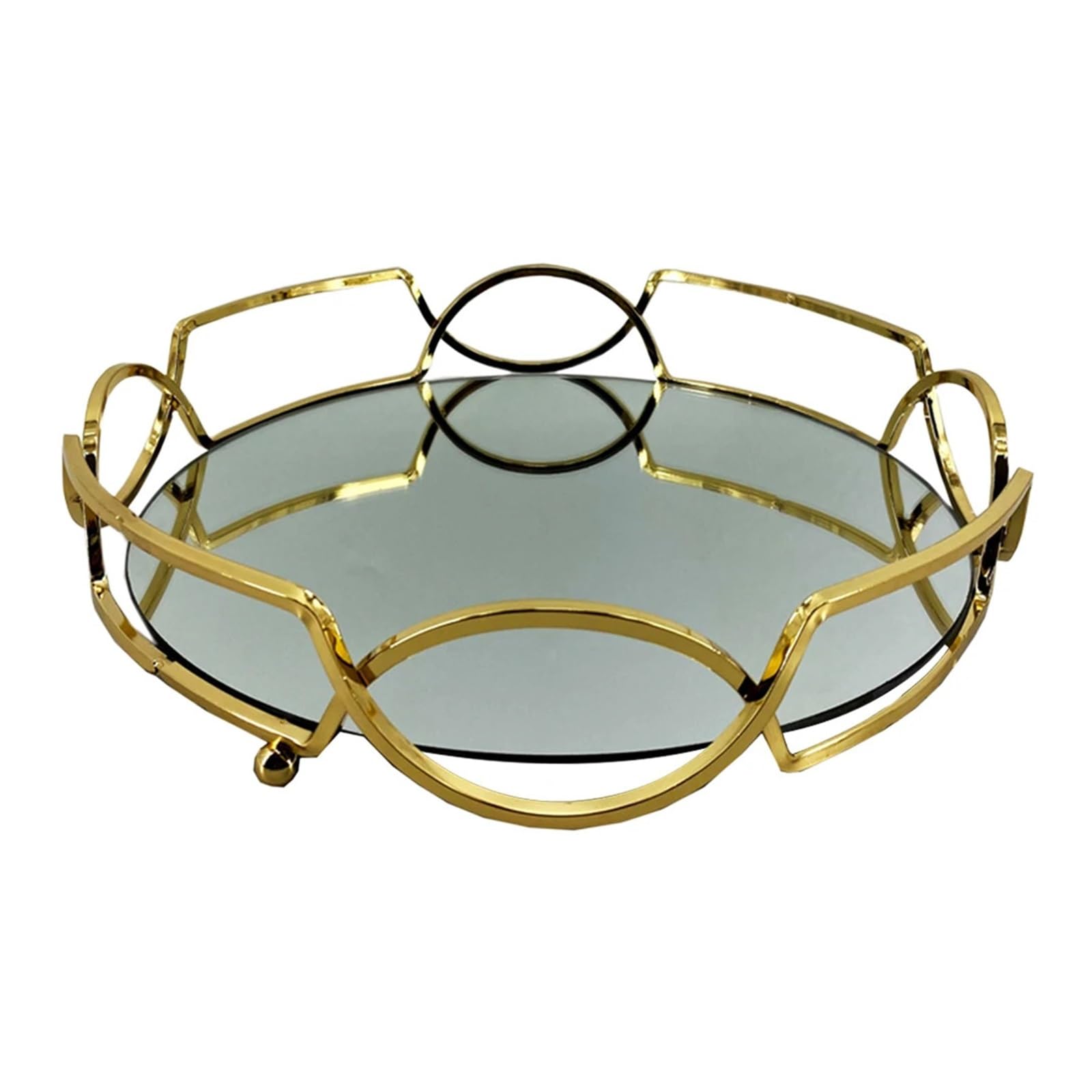 Perfume Organiser Golden Mirror Tray Mirrored Perfume Dresser Ornate Metal Jewelry Organizer Makeup Holder