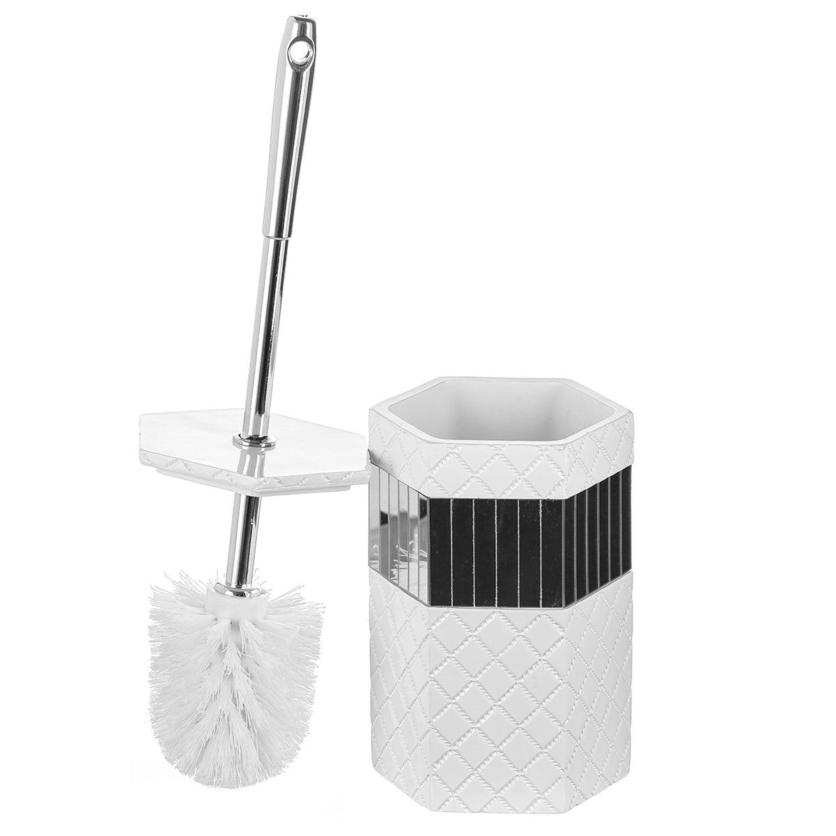 Creative Scents Bathroom Toilet Brush Set Quilted Mirror Collection